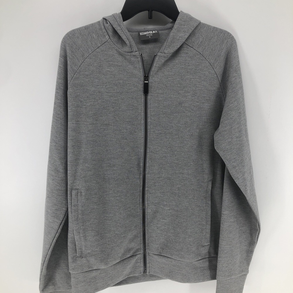 32 Degrees Heat Men's Full Zip Hooded Jacket Tight Knit Thermal Gray SMALL - Picture 2 of 6